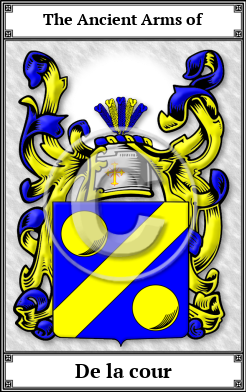 De la cour Family Crest Download (JPG)  Book Plated - 150 DPI